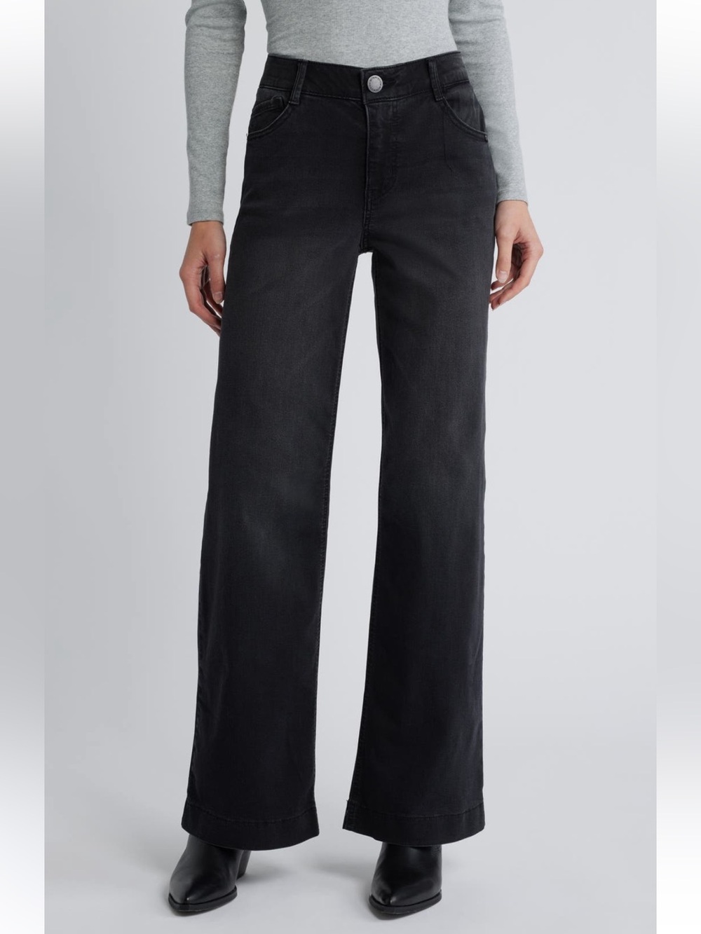 Wit & Wisdom Sam High Waist Wide Leg Jeans in Washed Black Size 8 NWT